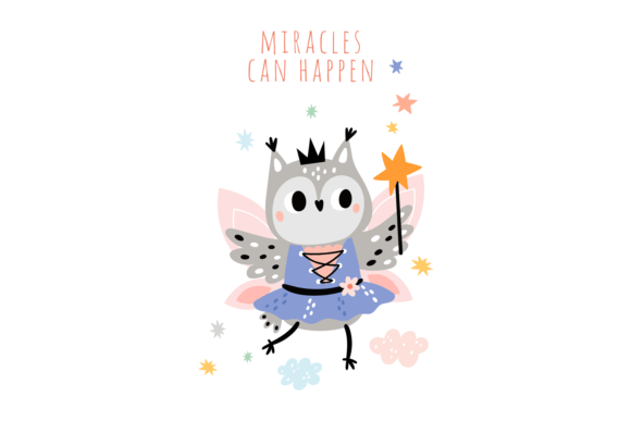 Download Cute Fairy Animal Card. Funny Girl Bird - Premium Resources